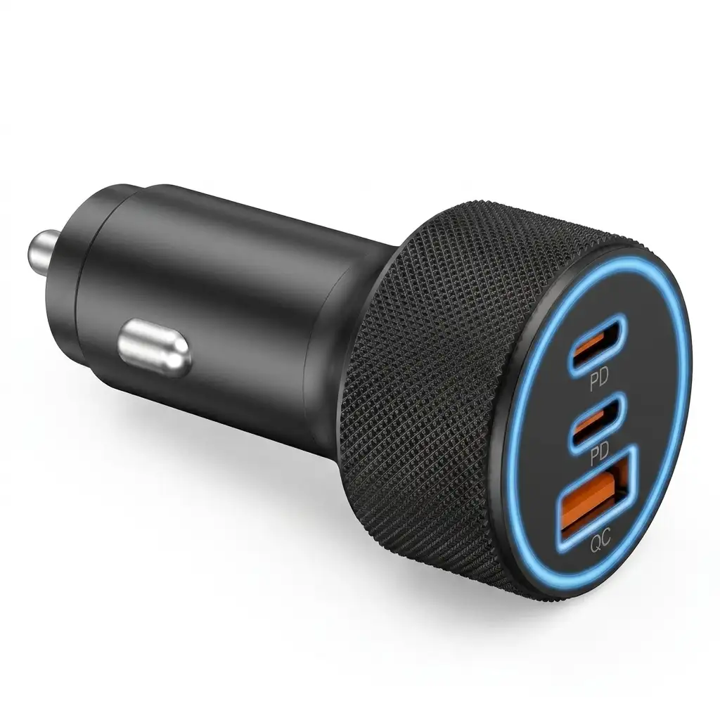 KENHAO 67W 3-Port Car Charger All-Metal Housing — durable fast charger for all vehicles